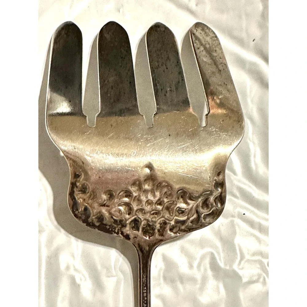 Dominick & Haff Sterling Silver Large Asparagus Serving Fork Rococo Pattern